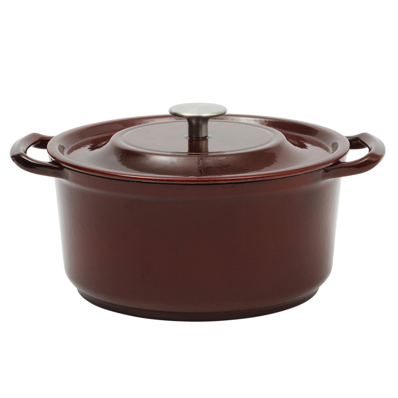 Cocotte en fonte avec couvercle et émail métallique Kenmore Oak Park, Rouge métallique