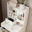 Meuble-lavabo multifonctionnel avec miroir à 3 températures de couleur, tabouret caché et 4 compartiments blancs pour l'organisation de la chambre à coucher Compact 31, tablettes de rangement sous le siège à densité moyenne