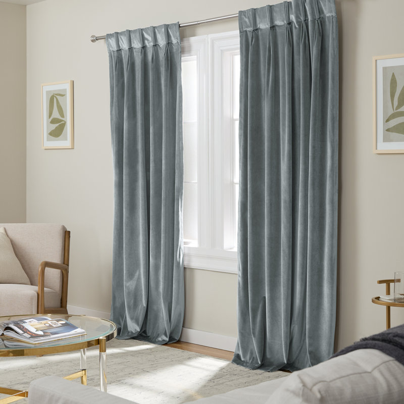Donna Room Darkening Curtain Pair, 27"W x 84"L, Soft Gray