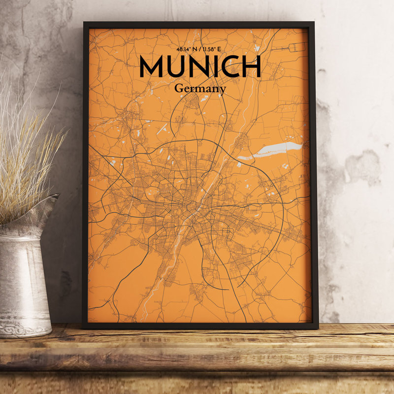 Munich City Map - No Frame Print, 91.4cm H x 61cm W x 0.13cm D