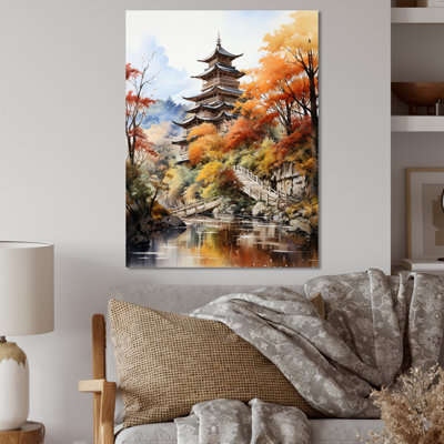 Japon Art Golden Autumn - art mural japonais en métal