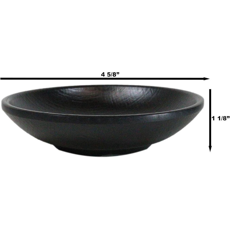 Ensemble de 6 assiettes rondes incurvées rondes en mélamine de soie noire de 4,75 po Banchan