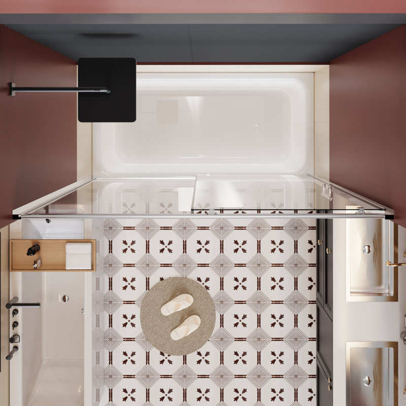 Porte de douche coulissante polyvalente | Verre trempé transparent | Chrome moderne | Aménagement de salle de bain