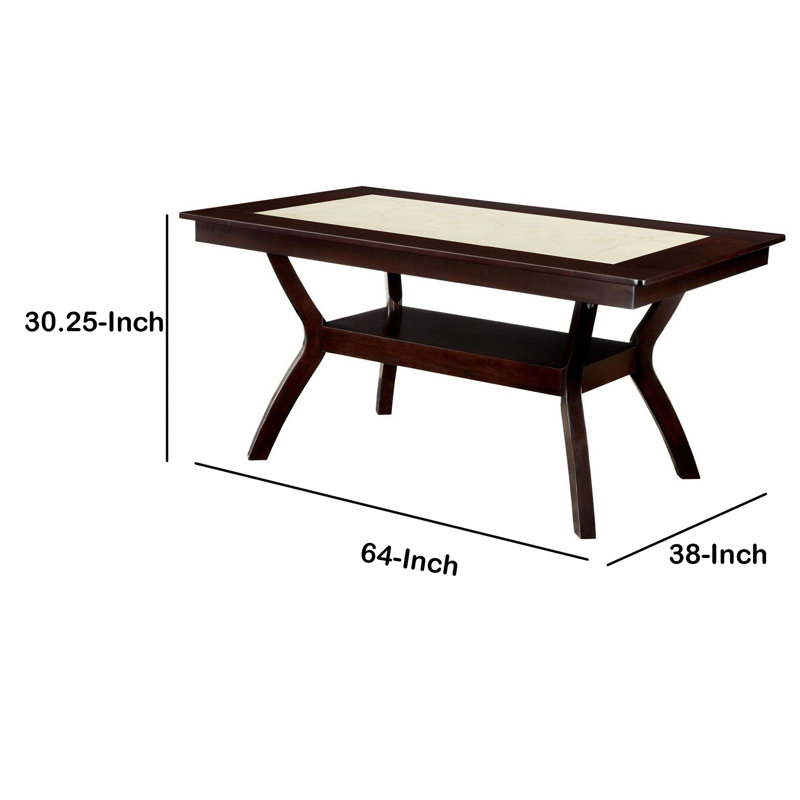 63.6" W Transitional Dining Table, Dark Cherry/Ivory, Dark Cherry/Ivory