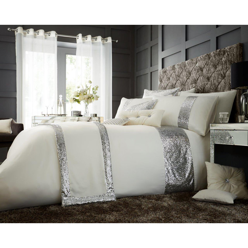 Aeralynn Cotton Blend Solid Colour Duvet Cover Set with Pillowcases, Cream, Single - 1 Standard Pillowcase