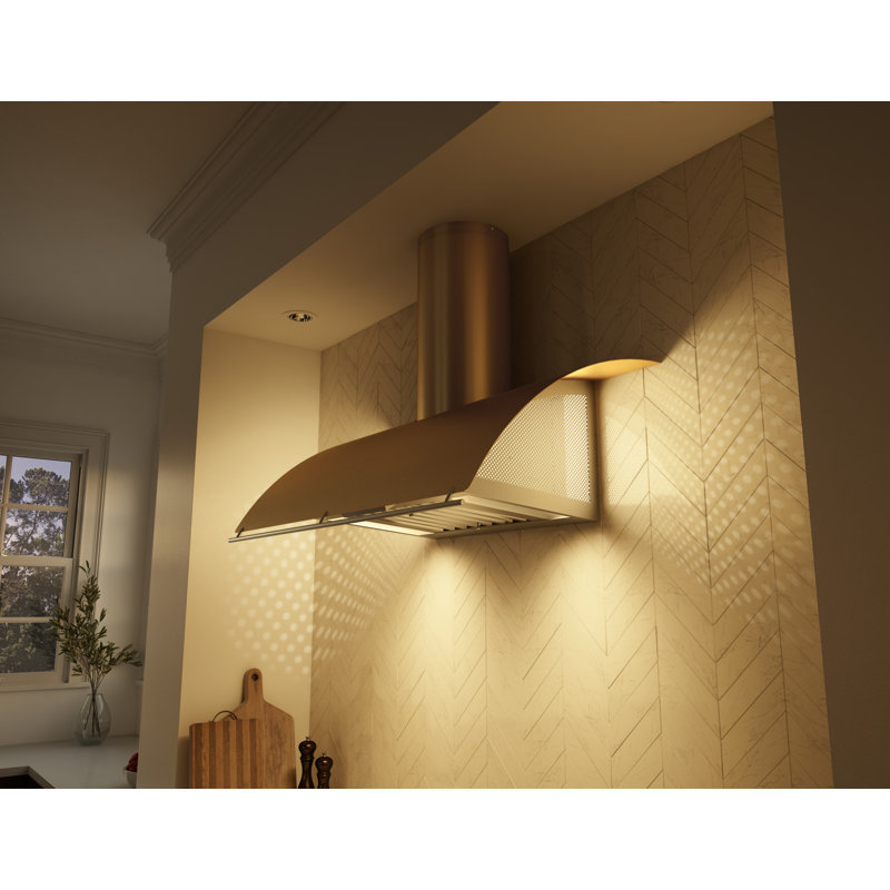 Zephyr Okeanito 36 in. Wall Mount Range Hood with LED Lights, Brushed Gold, 36"