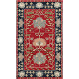 Sultana Wool Oriental Area Rug in Red/Navy/Green/Beige