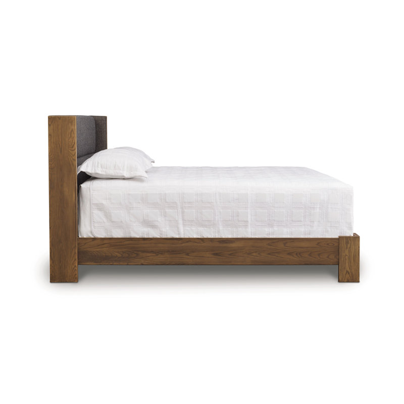 Sloane Upholstered King Wingback Bed, Natural Walnut, California King, Fabric Slate (M10245)