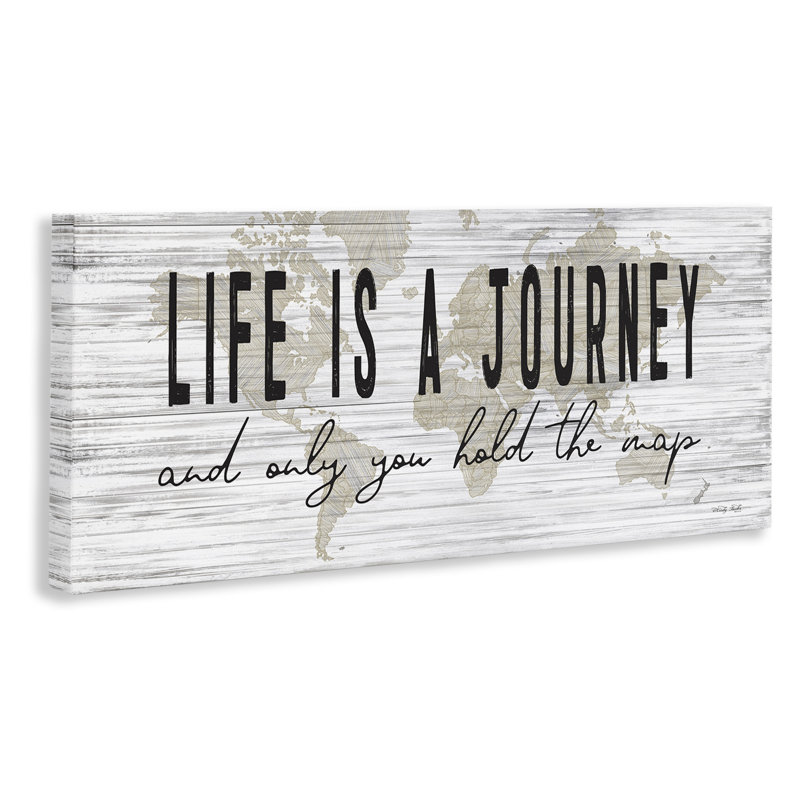 «Life Is A Journey», carte du monde sur toile tendue XXL par Cindy Jacobs, H 10 po x l 24 po