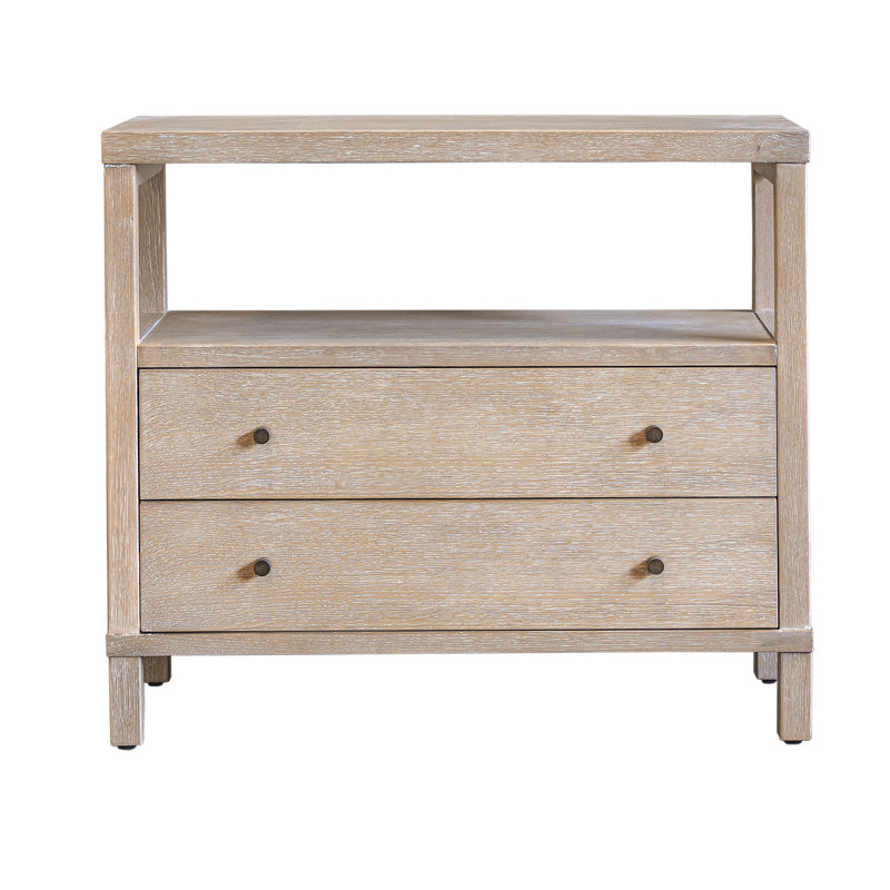 2-Drawer Wood Nightstand, Natural, Natural