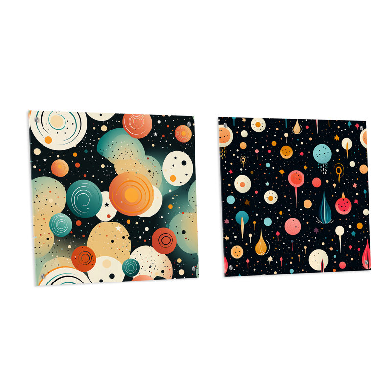 Strattford - Ensemble de 2 verres muraux abstraits géométriques en acrylique, H 16 po x l 33 po