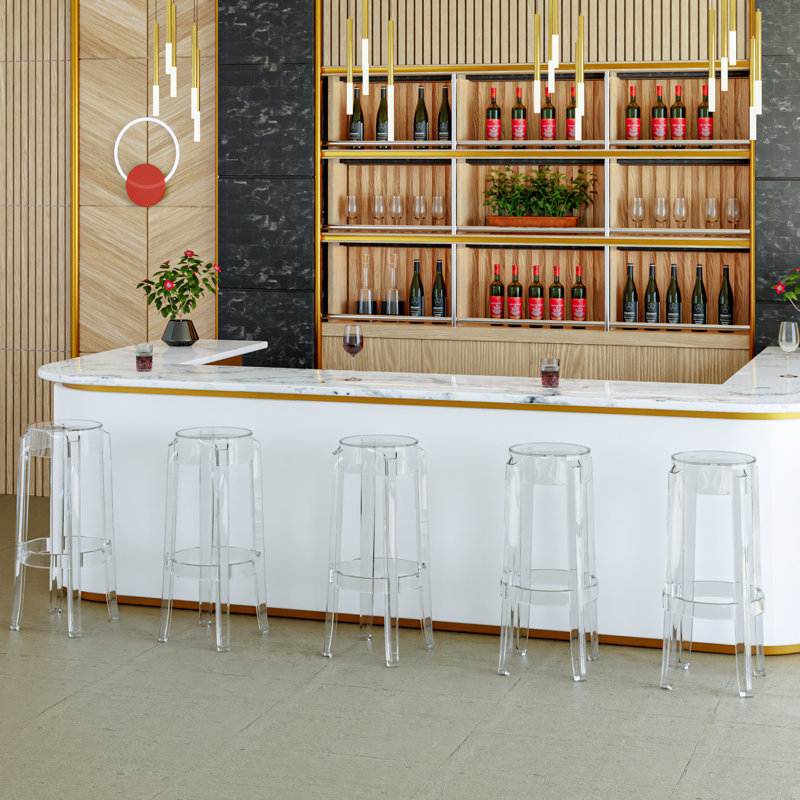 Dunminning 29.5" Modern Clear Acrylic Bar Stool, Transparent Ghost Stool for Kitchen Island & Backless Pub Height Seat, 1