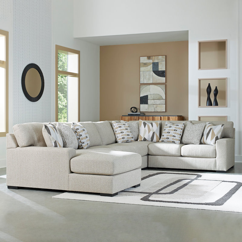 Canapé modulaire 4 pièces avec méridienne Croskey, Orienté à droite