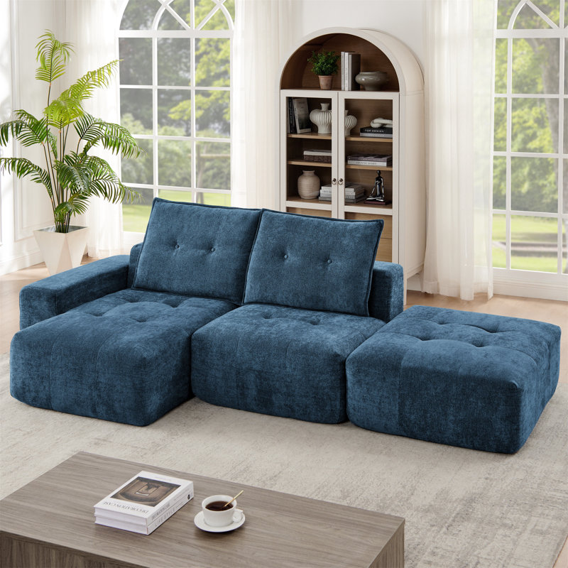Canapé modulaire rembourré 108 po Barden, Lin bleu