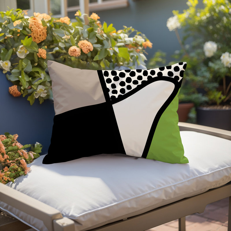 Coussin lombaire réversible intérieur / extérieur Jai Abstract, H 18 po x l 25 po, Chartreuse