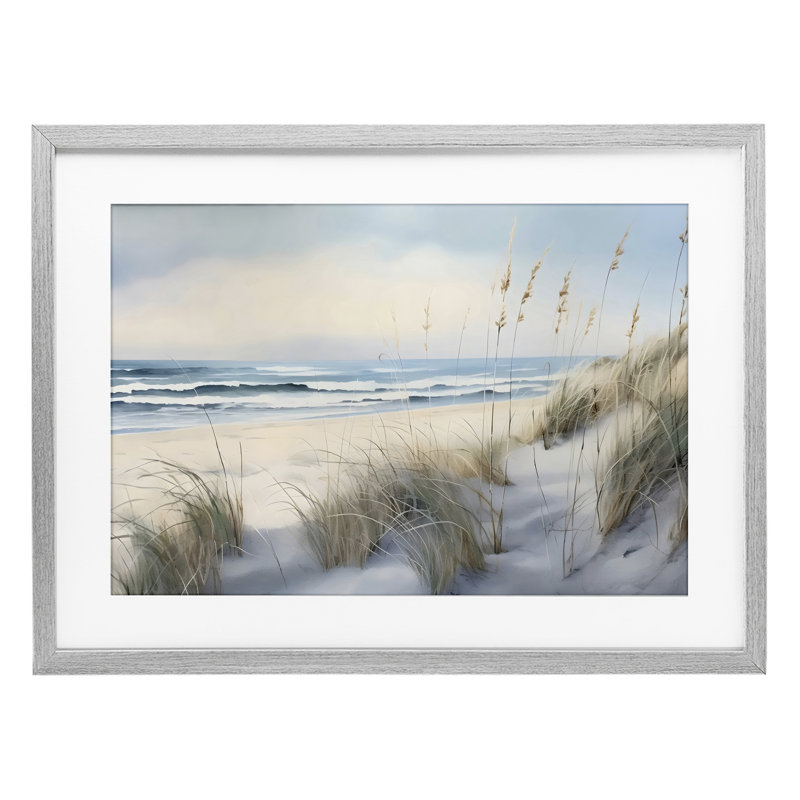 «Sand Dunes» par Shore, reproduction encadrée sous verre, design par LSR Creative Studio, Cadre de ferme gris