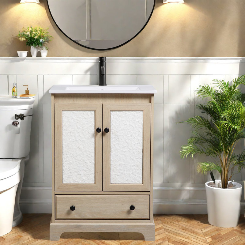 Meuble-lavabo et lavabo compact en bois brun de style moderne pour la maison