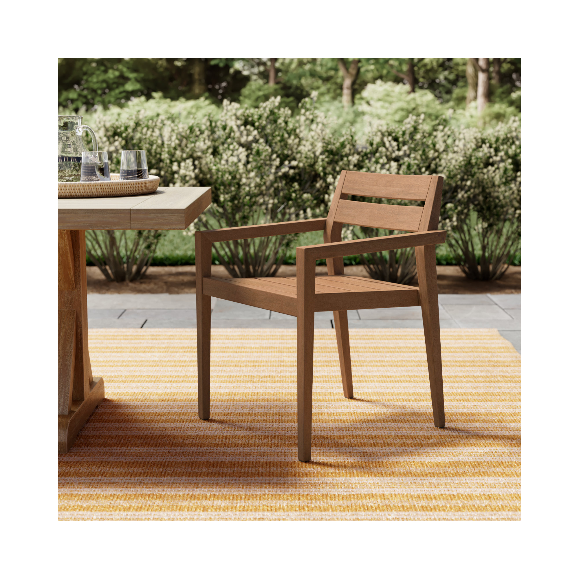 Kinsler Eucalyptus Outdoor Stackable Dining Armchair, Brown