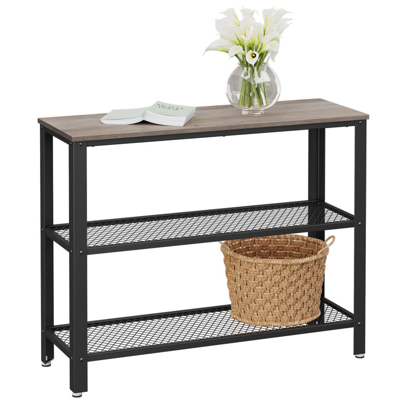 Narrow Sofa Table With Storage Shelf, Gray