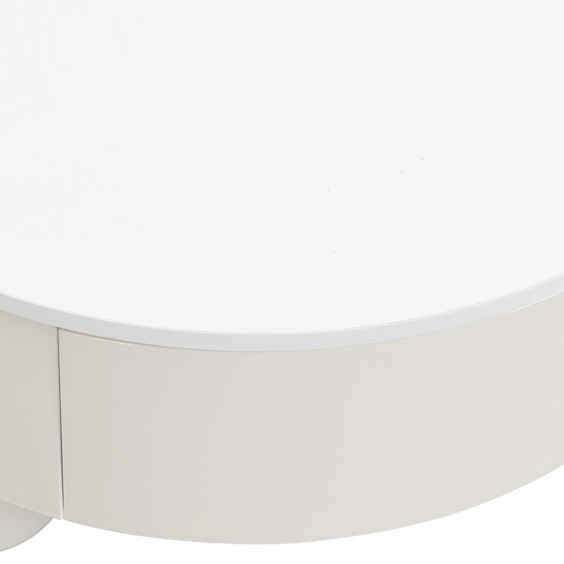 Ensemble de 2 tables basses rondes gigognes, table basse avec tiroir de rangement, grande table centrale en plastique blanc, grand 27,56 po, petit 19,69 po