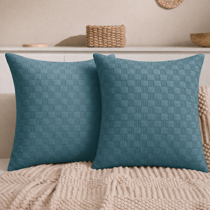 Aspire Homeware Embossed Square Velvet Cushion Covers, Pack of 2, TEAL