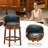 Swivel Bar Stool with Top-Grain Leather Seat, Soft Back, Rubber Wood Frame & Footrest for Kitchen, Dining, or Bar-121559936-121559942