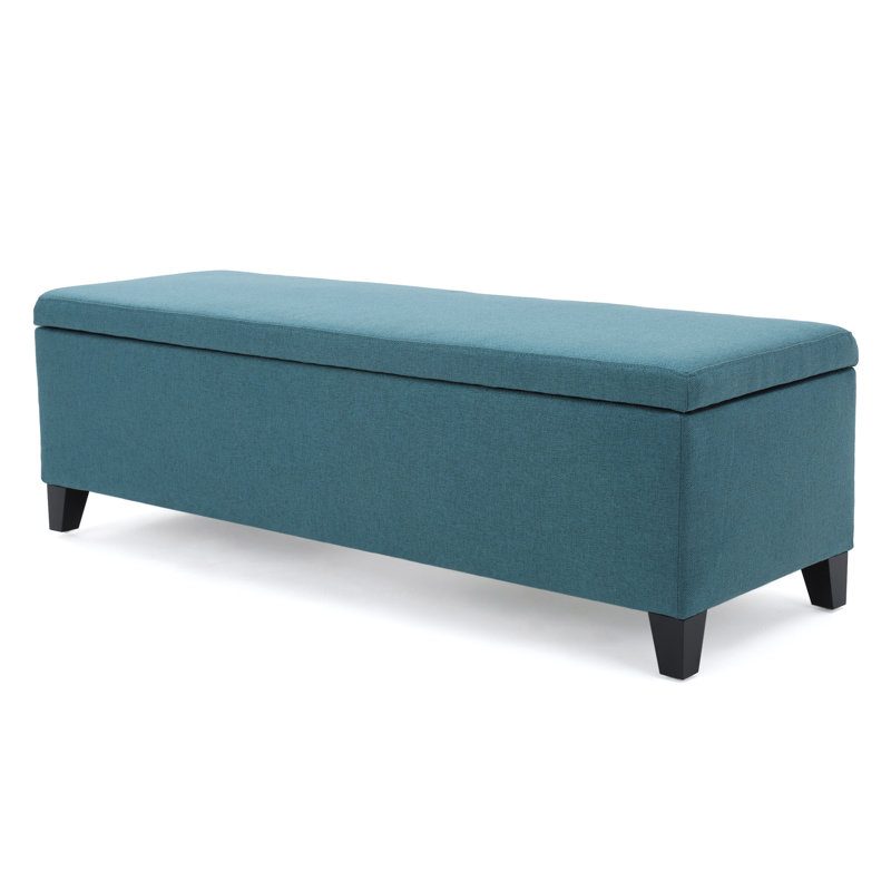 Schmit Fabric Upholstered Storage Bench, Teal, 16.25" H x 51.25" W x 17.50" D