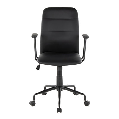 Chaise de bureau en similicuir noir - L 24 po x l 24 po x H 40 po - Pivotement réglable à 360 ° - Utilisation à l'intérieur