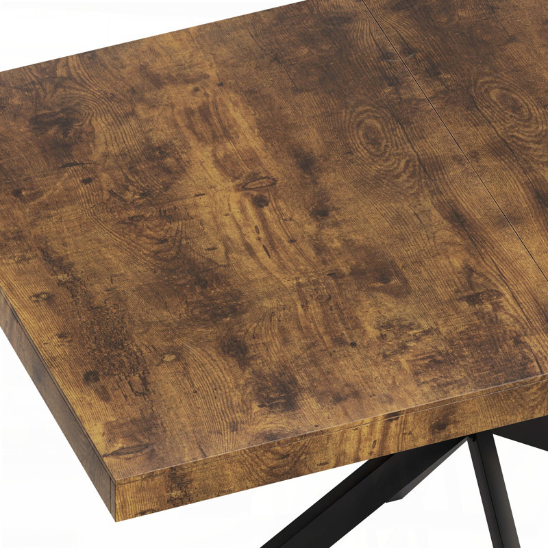 Retro Rectangular Extendable Dining Table with Storage Box (55.11" to 70.86"), Brown