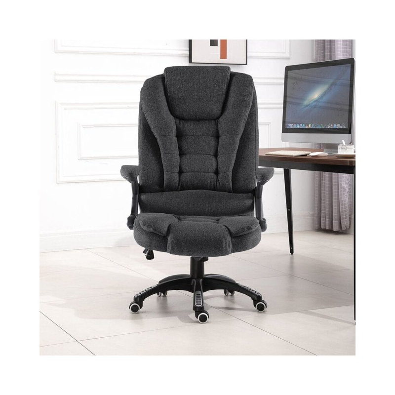 Inbox Zero Twill Executive Chair with Headrest, Dark Grey