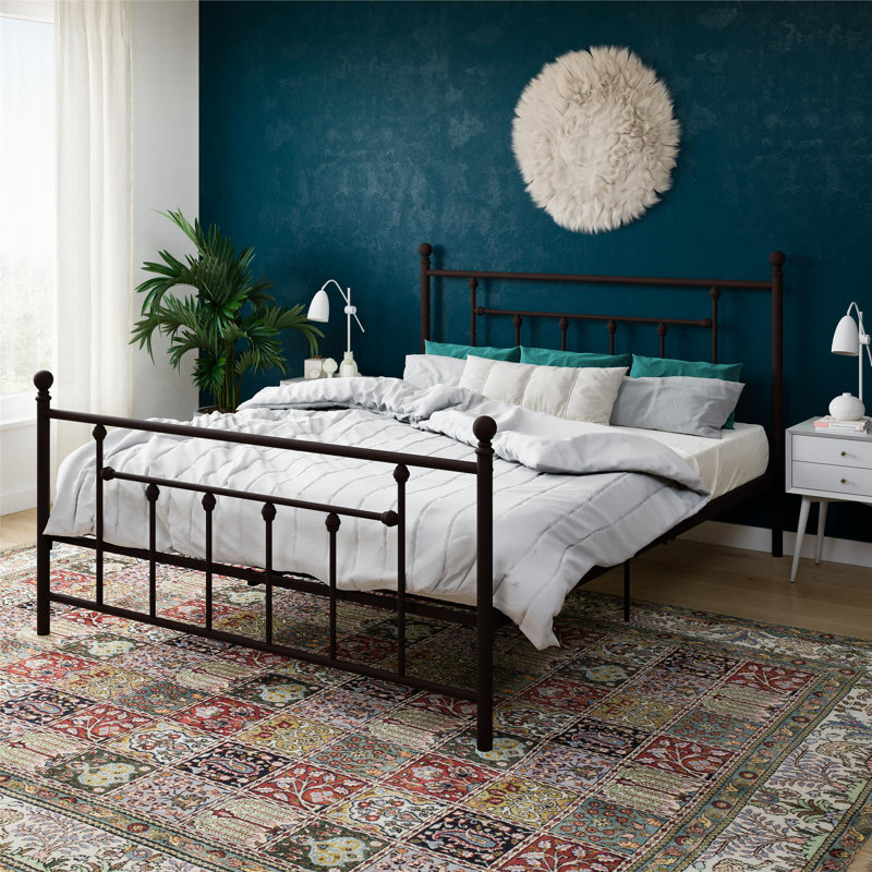Eastford Metal Bed Frame with Vintage Headboard, Double (4'6), Bronze