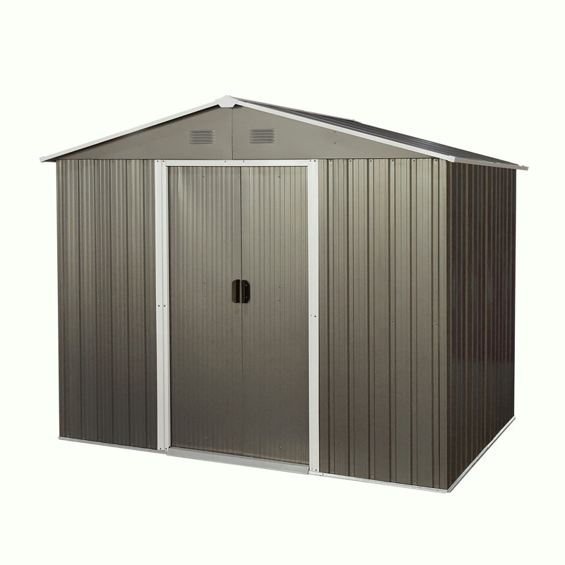 Metal Storage Shed, Gray, 70.85" H x 72.46" W x 42.93" D
