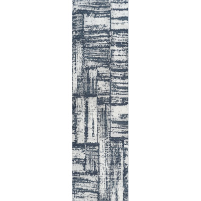 Caldwell Blue & Ivory Abstract High-Low Modern Rug