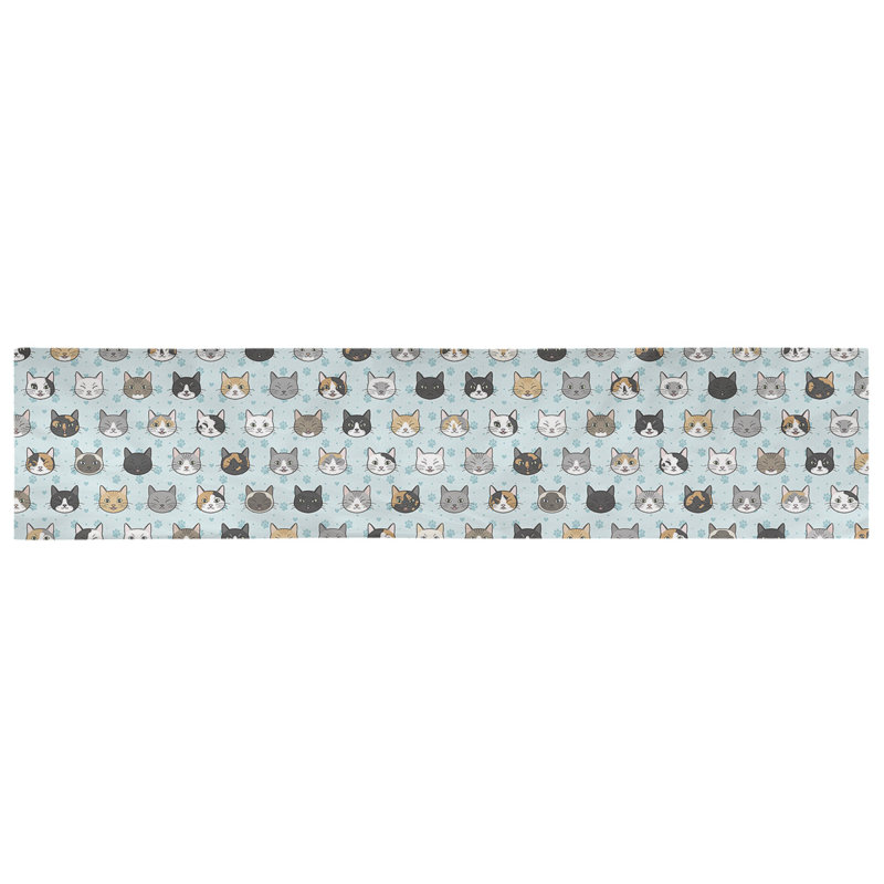 Chemin de table géométrique avicia, 90 po x 16 po, Polyester, Bleu sarcelle