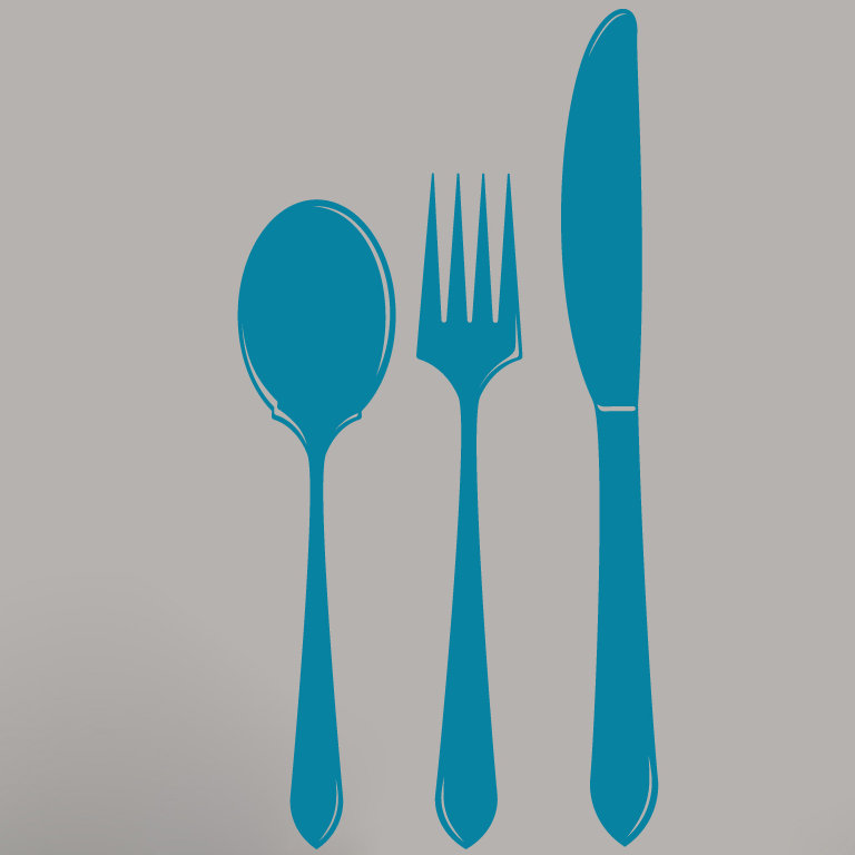 Adhésif décoratif cuillère fourchette, Bleu sarcelle