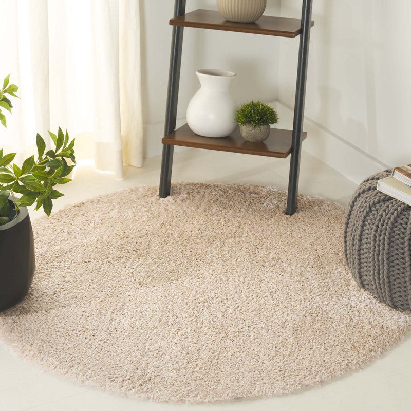 Cecila Indie Shag Performance Solid Color Rug, Round 4'