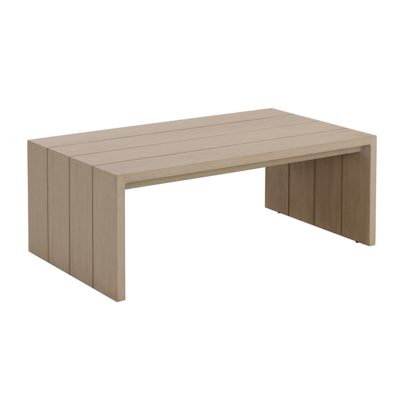 Brown Rectangular Teak Outdoor Coffee Table