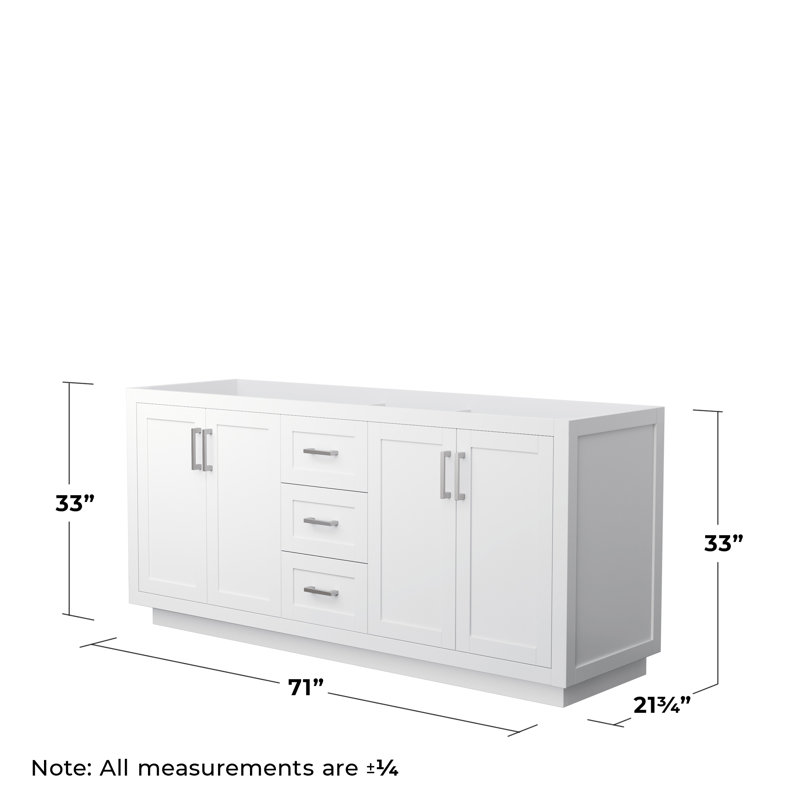 Miranda 72" White Double Freestanding Vanity with Brushed Nickel Hardware