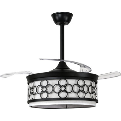 42" Retractable Ceiling Fan with Lights and Remote, Reverisble Quiet DC Motor Chandelier Ceiling Fan