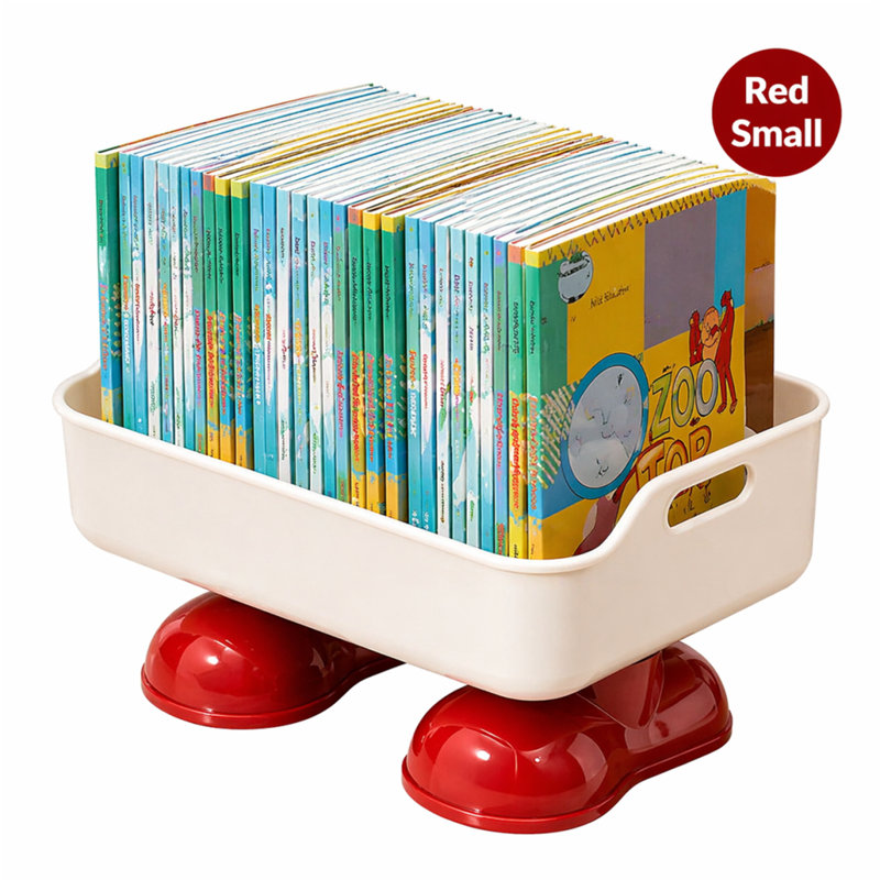 Portable Floor Storage Rack / Under-desk Book Shelf, Red
