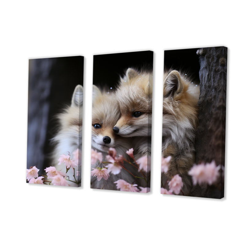 «Springtime Fox's Gaze I», art mural animal, Toile tendue, H 28 po x l 36 po