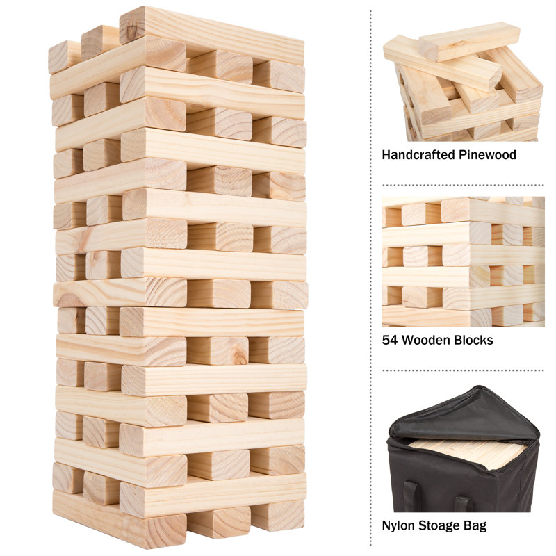 Large Wooden Tower Stacking Game, Natural