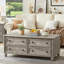 Ensemble de table basse et table de chevet 2 pièces Farmhouse, meubles de salon et de chambre à coucher en bois avec rangement caché, colonne romaine et base cylindrique-1018276268-1018276269