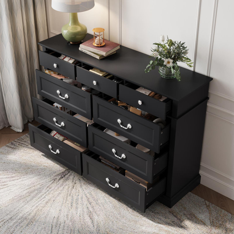 Commode double 9 tiroirs l 53,5 po