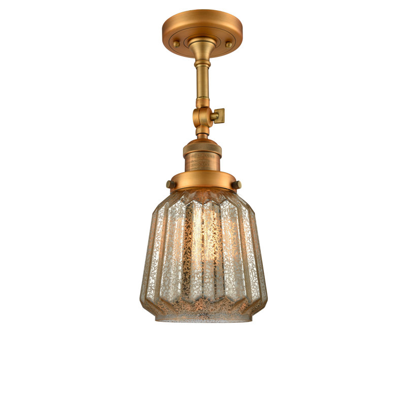 Vinson Glass Semi Flush Mount, Black Antique Brass, No Bulb Included, Mercury Plated