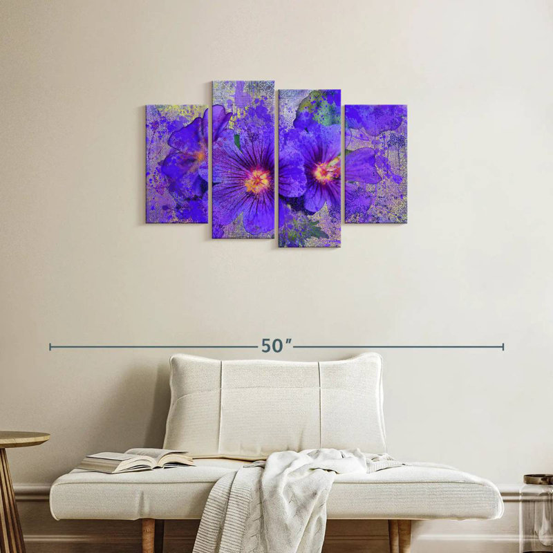 Harnek Blotted Purple Flowers, 22" H x 36" W