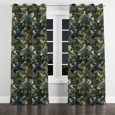 Forest Woods Moody Patterns I - Bohemian Blackout Grommet Curtain - 1 panel