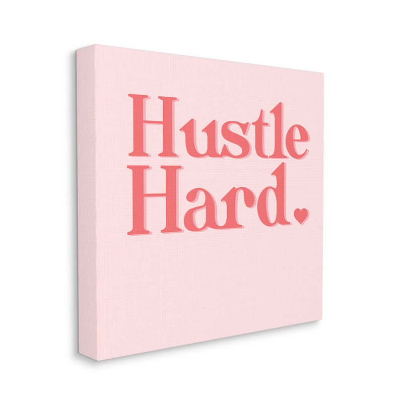 «Pink Hustle Hard cmw-077», art mural personnalisé, H 17 po x l 17 po, Toile tendue, Oui