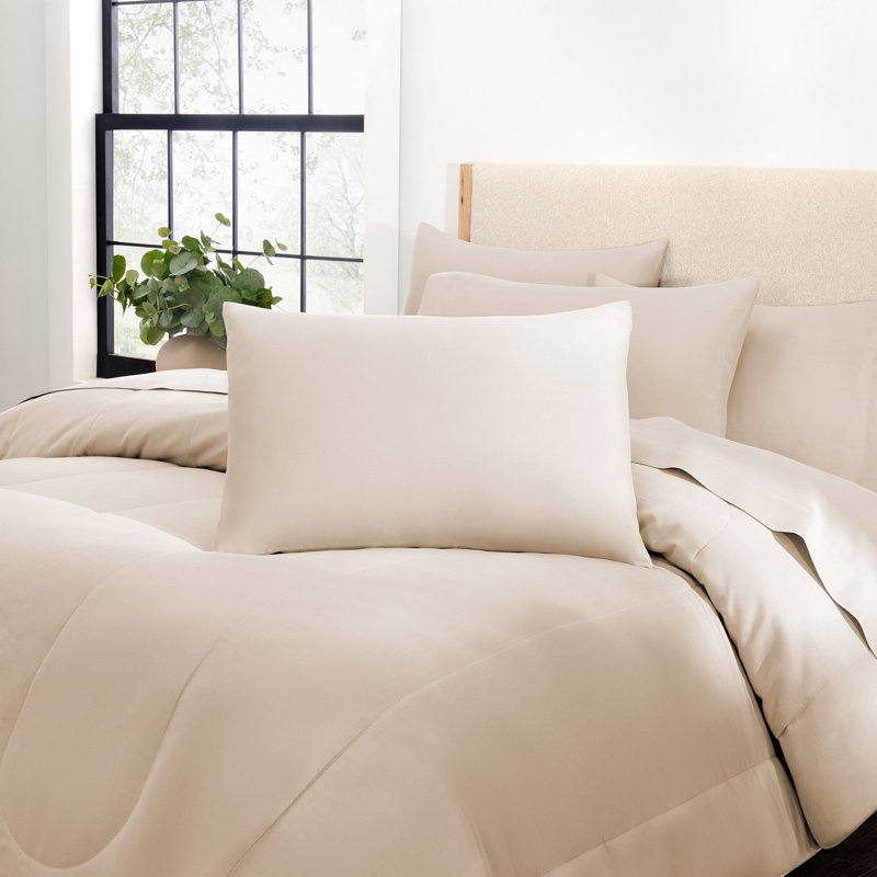 Arkwright 100% Polyester Soft All Season Bed in a Bag Comforter Set, Beige, Queen Comforter + 6 Additional Pieces