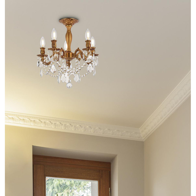 Ashmin 5 - Light Dimmable Classic / Traditional Chandelier, Color / Crystal Color / Crystal Trim: French Gold 